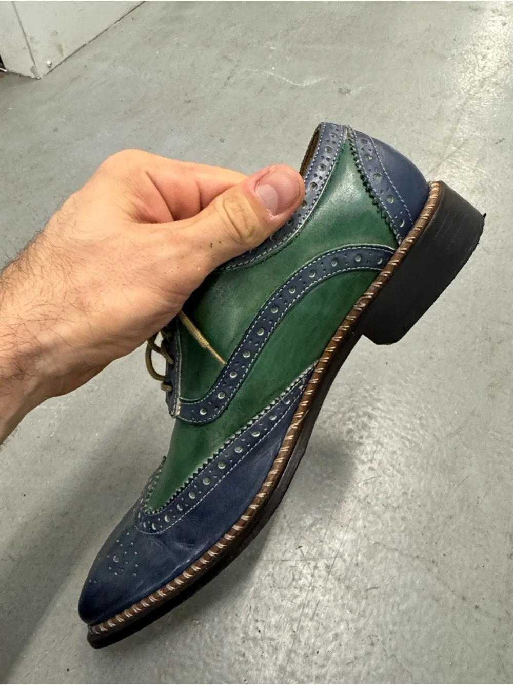 Jose Real Wingtip Blue & Green Brogues Derby Shoes 43 IT/10 US - Made In Italy